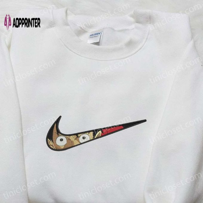 Swoosh x Monkey D Luffy Embroidered Sweatshirt: One Piece Shirt Best Family Gift