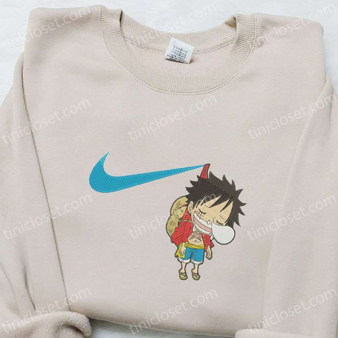 Swoosh x Monkey D Luffy Kid Sleeping Sweatshirt: One Piece Embroidered Shirt Perfect Family Gift