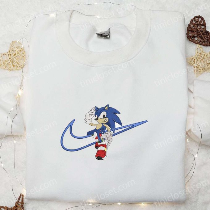 Swoosh x Sonic Embroidered Sweatshirt & Shirt: Best Gift Ideas for Movie and Game Fans