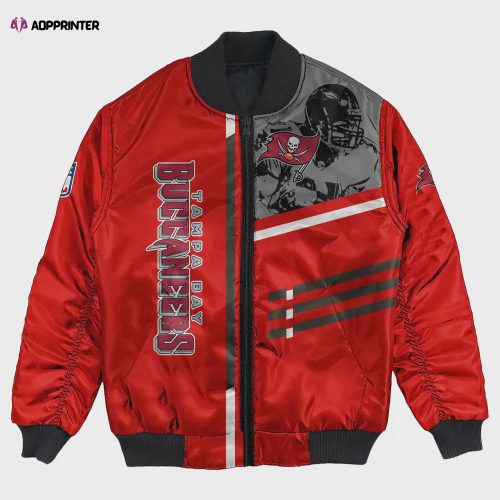 Tampa Bay Buccaneers Bomber Jacket 3D Printed Logo Pattern In Team Colours