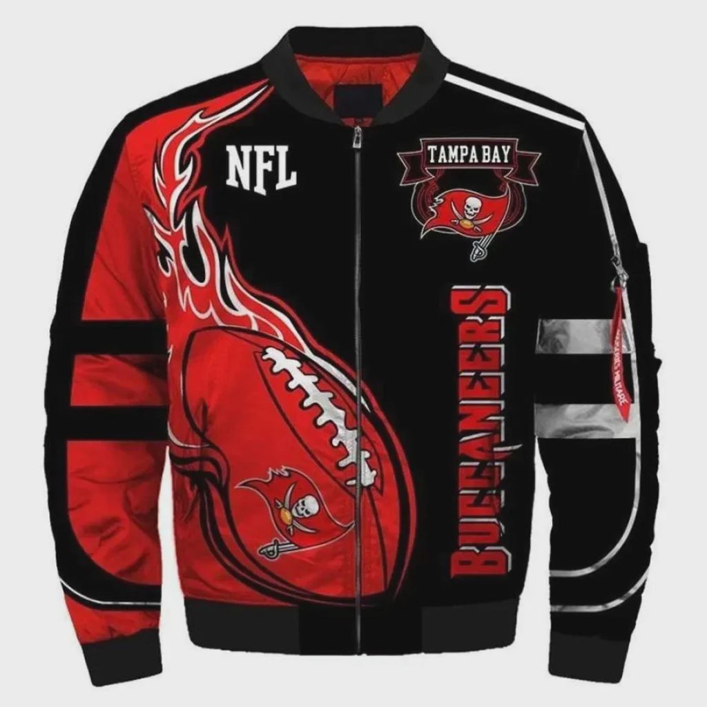 Tampa Bay Buccaneers Logo Bomber Jacket – Black And Red