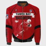 Tampa Bay Buccaneers Logo Pattern Bomber Jacket – Red