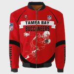 Tampa Bay Buccaneers Player Running Pattern Bomber Jacket – Red