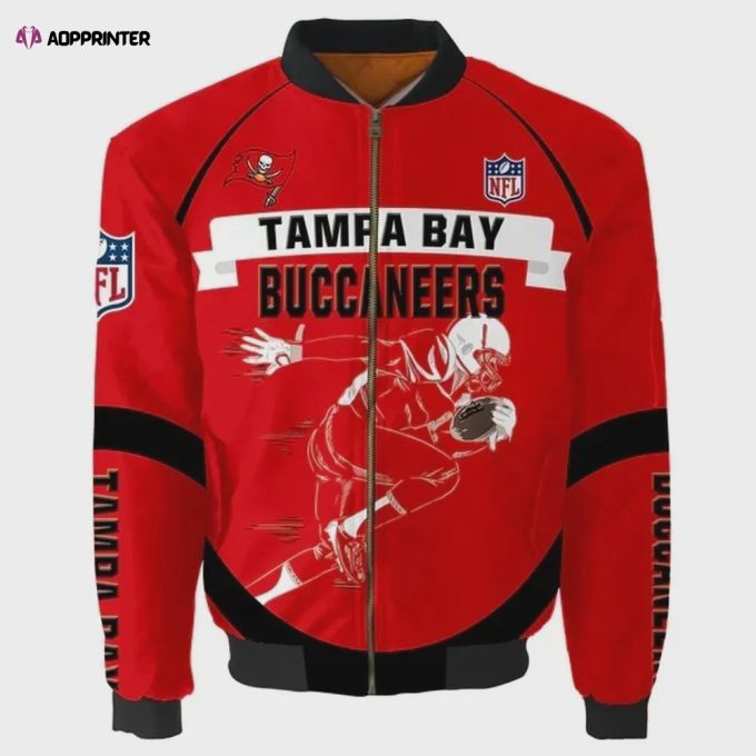 Tampa Bay Buccaneers Player Running Pattern Bomber Jacket – Red