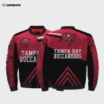 Tampa Bay Buccaneers Team Logo Pattern Bomber Jacket – Black And Red