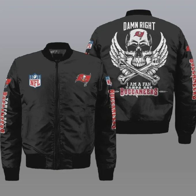 Tampa Bay Buccaneers Wings Skull Logo Bomber Jacket – Black