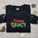 Get Festive with Team Grinch Christmas Hat Shirt & Hoodie – Perfect Family Gifts!