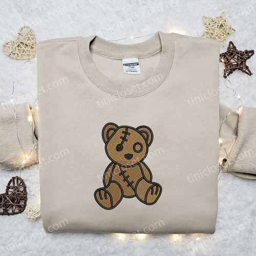 Cute Teddy Bear Embroidered Shirt: Perfect Family Gift for All Occasions