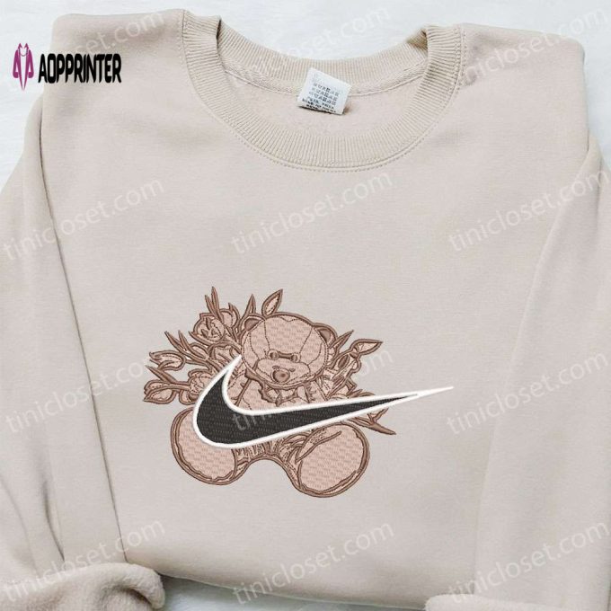 Nike Inspired Teddy Bear x Swoosh Embroidered Shirt – Custom Nike T-shirt