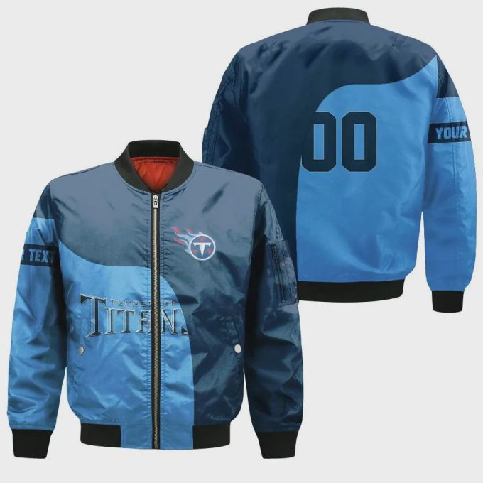 Tennessee Titans Bomber Jacket 3D Printed Curve Style Custom Text And Number