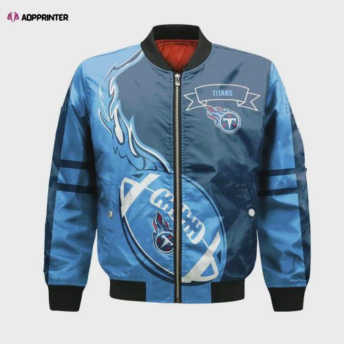 Tennessee Titans Bomber Jacket 3D Printed Flame Ball Pattern