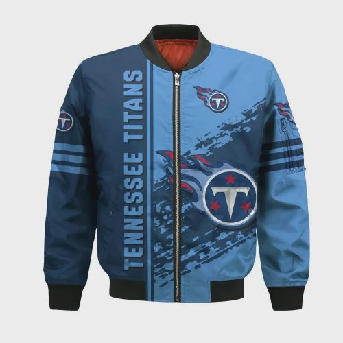 Tennessee Titans Bomber Jacket 3D Printed Logo Pattern In Team Colours