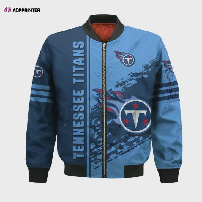 Tennessee Titans Bomber Jacket 3D Printed Logo Pattern In Team Colours