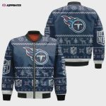 Tennessee Titans Christmas Pattern Bomber Jacket – Navy Blue