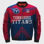 Tennessee Titans Logo Pattern Bomber Jacket – Blue And Red