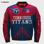 Tennessee Titans Logo Pattern Bomber Jacket – Blue And Red