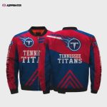 Tennessee Titans Logo Pattern Bomber Jacket – Navy And Red