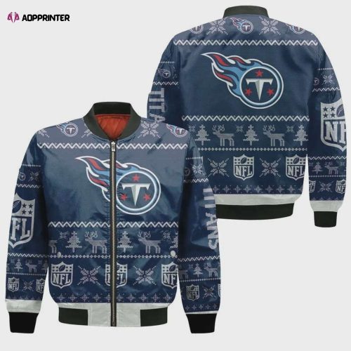 Tennessee Titans Team Logo Pattern Bomber Jacket – Blue