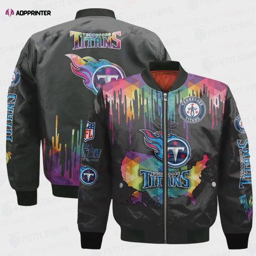 Tennessee Titans Bomber Jacket 3D Printed Logo Pattern In Team Colours