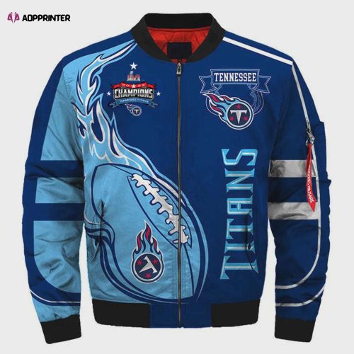 Tennessee Titans Logo Pattern Bomber Jacket – Navy Blue