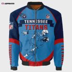 Tennessee Titans Team Logo Pattern Bomber Jacket – Blue