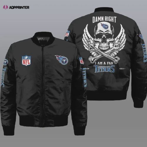 Tennessee Titans Team Logo Pattern Bomber Jacket – White And Blue