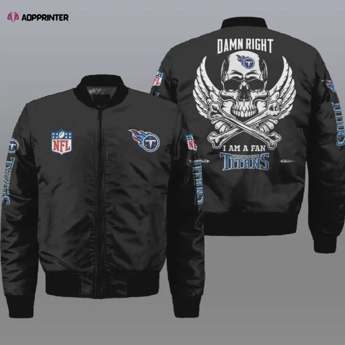 Tennessee Titans Wings Skull Team Logo Bomber Jacket – Black