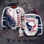 Texans Logo Pattern Bomber Jacket – Blue And White