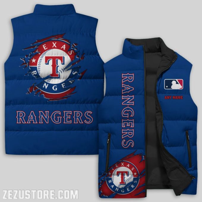 Texas Rangers MLB Sleeveless Puffer Jacket Custom For Fans Gifts