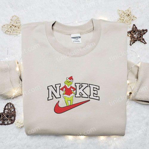 Grinch Christmas x Nike Embroidered Sweatshirt – Festive Shirt Best Gift Idea