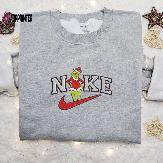 Grinch Christmas x Nike Embroidered Sweatshirt – Festive Shirt Best Gift Idea