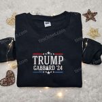 Trump Gabbard 2024 Embroidered Hoodie Donald Trump Sweatshirt Hot Political Topics T-shirt