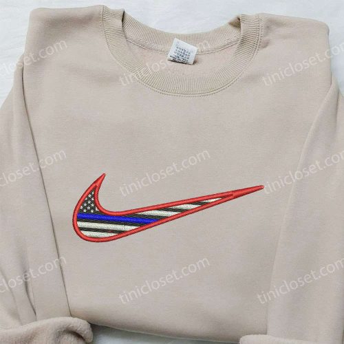 USA Flag x Nike Embroidered Shirt: Custom Gift for Husband Limited Edition Nike Embroidery