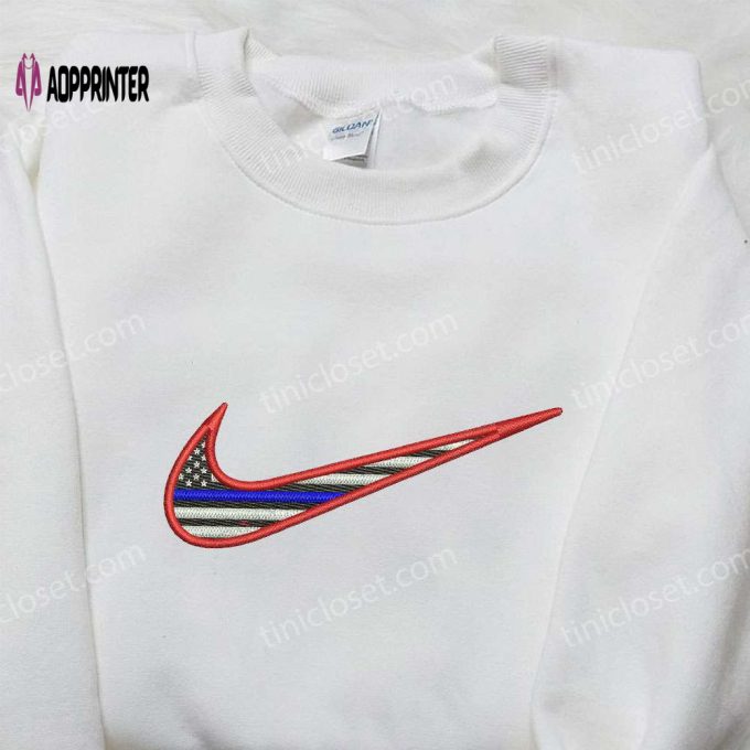 USA Flag x Nike Embroidered Shirt: Custom Gift for Husband Limited Edition Nike Embroidery