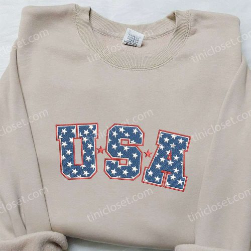 Show Your Patriotism with USA Star Embroidered Shirt – Perfect National Day Gift