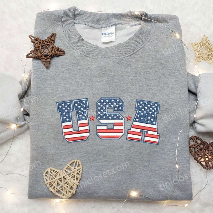 USA s Day Embroidered Shirt: Perfect National Day Gift for Patriotic Celebrations