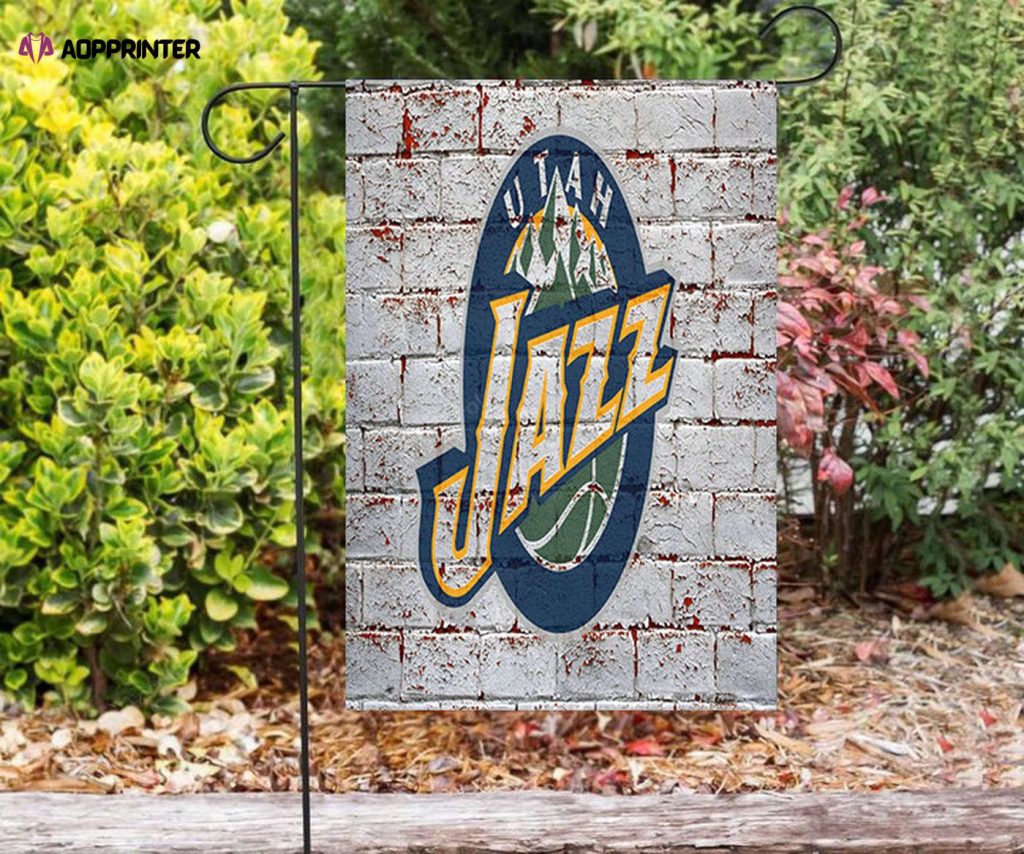 Utah Jazz Emblem v12 Double Sided Printing Garden Flag – House Flag Home Decor Gift – House Flag Home Decor Gift