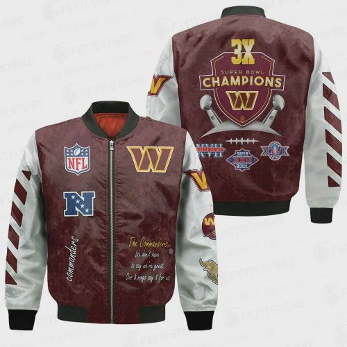 Washington Commanders 3X Champions Design Bomber Jacket V1