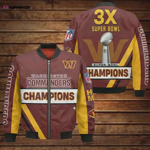 Washington Commanders 3X Super Bowl Champions Design Bomber Jacket