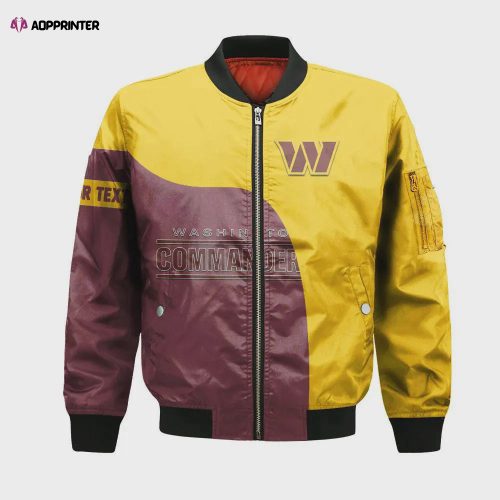 Washington Commanders Bomber Jacket 3D Printed Curve Style Custom Text And Number