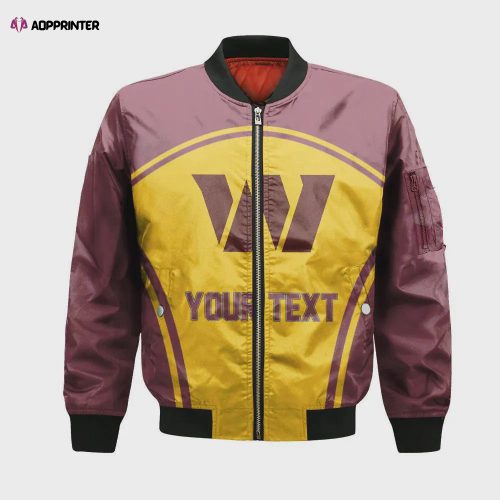 Washington Commanders Bomber Jacket 3D Printed Custom Text And Number Curve Style Sport