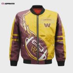 Washington Commanders Bomber Jacket 3D Printed Flame Ball Pattern