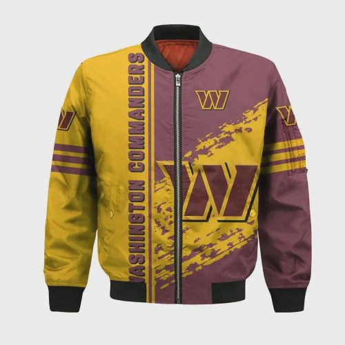 Washington Commanders Bomber Jacket 3D Printed Logo Pattern In Team Colours