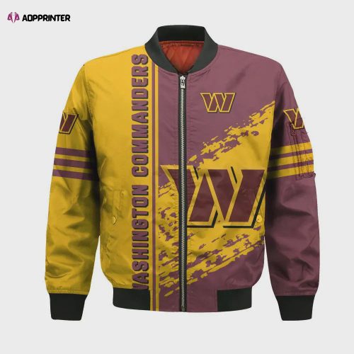 Washington Commanders Bomber Jacket 3D Printed Logo Pattern In Team Colours