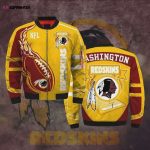 Washington Commanders Team Logo Pattern Bomber Jacket – Red And Yellow