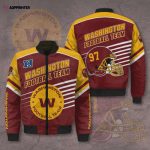 Washington Football Team Pattern Bomber Jacket – Red And Yellow