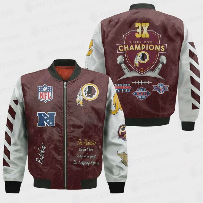 Washington Redskins 3X Champions Design Bomber Jacket V1