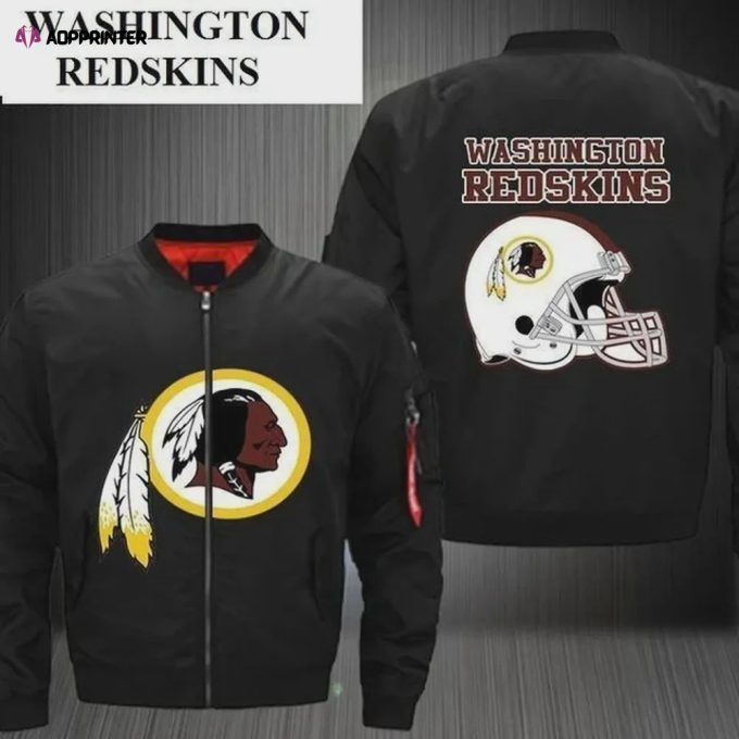 Washington Redskins Logo Pattern Bomber Jacket – Black