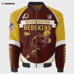 Washington Redskins Logo Pattern Bomber Jacket – Brown And Yellow