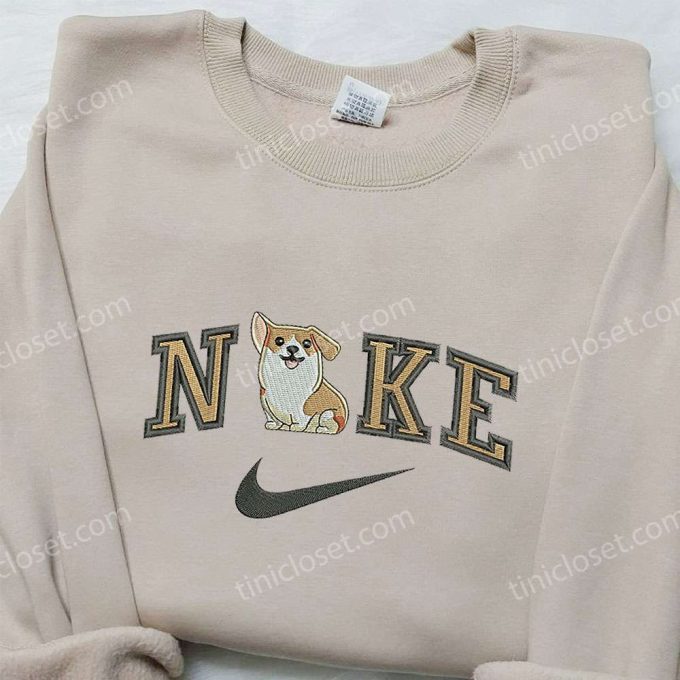 Stylish Welsh Corgi x Nike Embroidered Hoodie & Animal Shirt – Nike Inspired Design